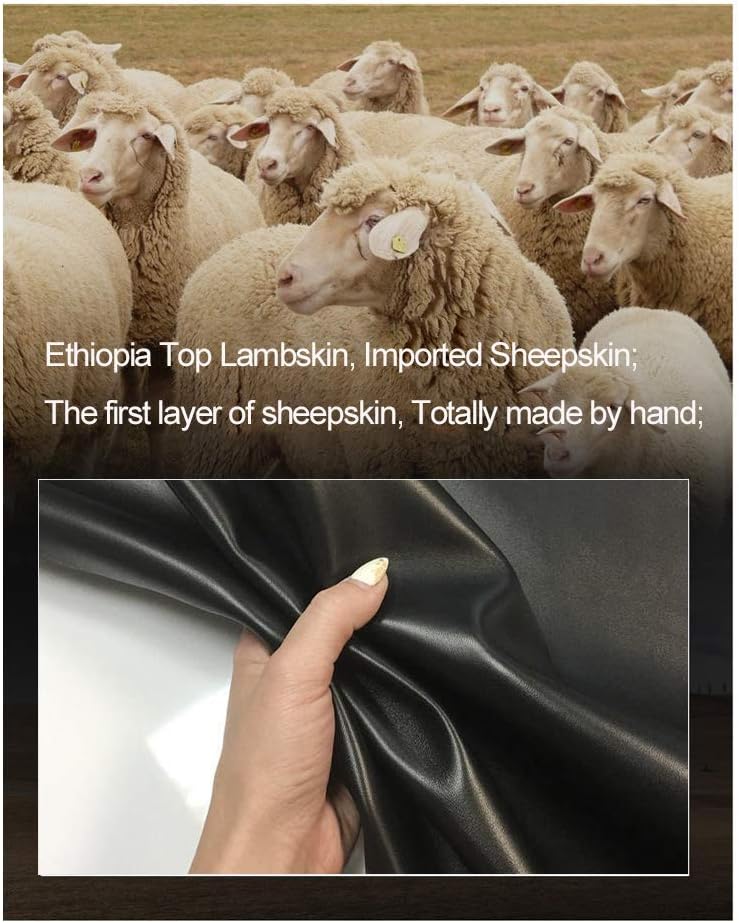 isilila Italian Sheepskin Leather Gloves for Men, Winter Warm Fleece Lined Touch Screen Driving Gloves - Image 2